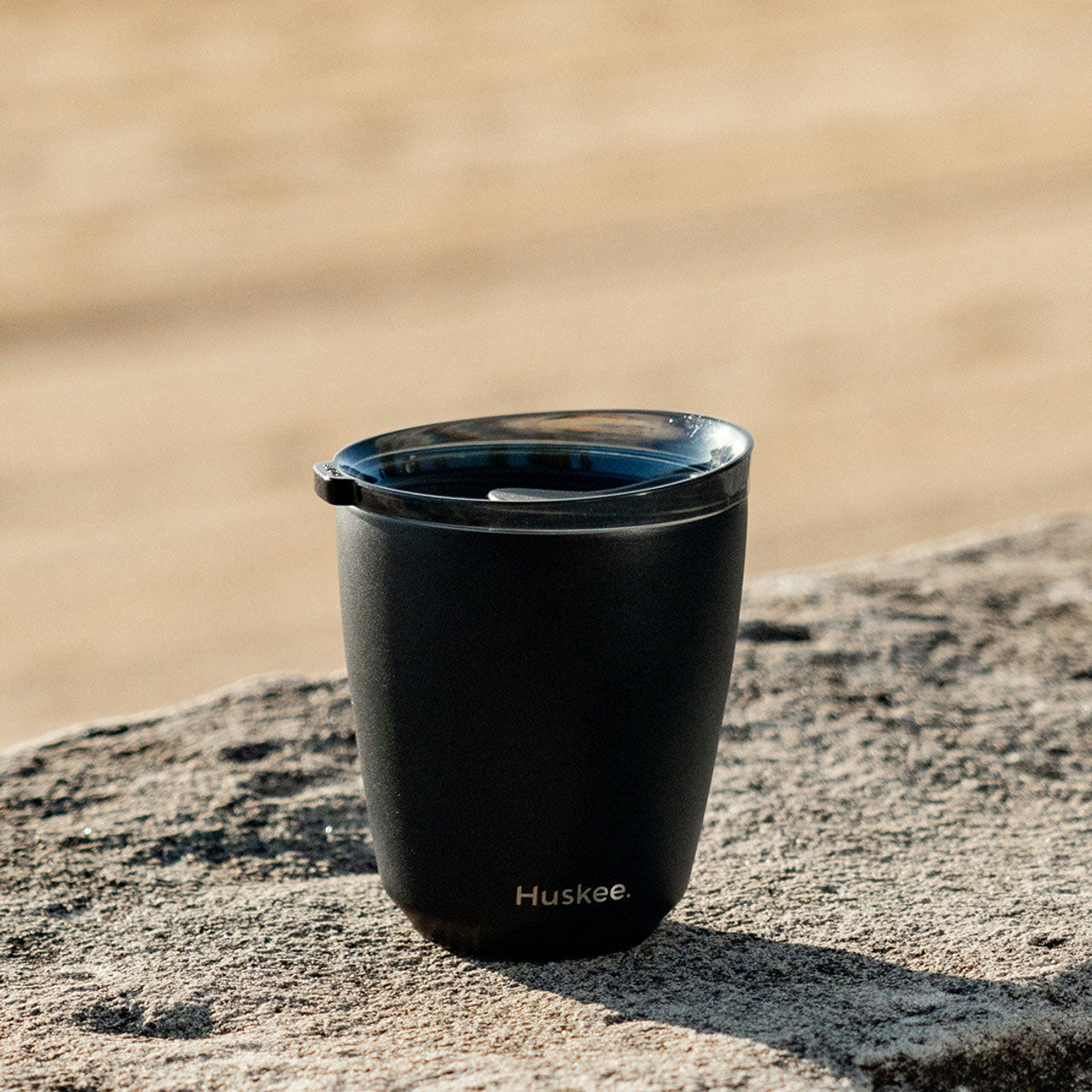 Huskee Steel Cup and Lid - Black