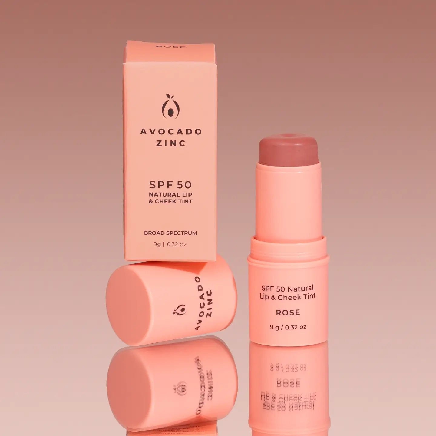 Avocado Zinc natural SPF 50 lip and cheek tint rose