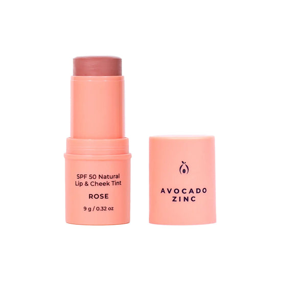 Avocado Zinc natural SPF 50 lip and cheek tint rose