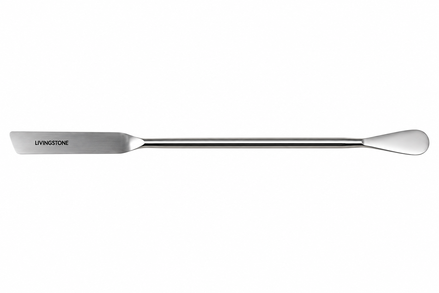 Livingstone Spatula, 180mm, 10 x 20mm Round End and 10 x 55mm Flat End, Stainless Steel for making skincare