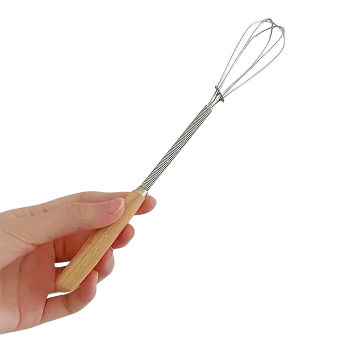 Mini Stainless-Steel Whisk with Wooden Handle for making skincare at home