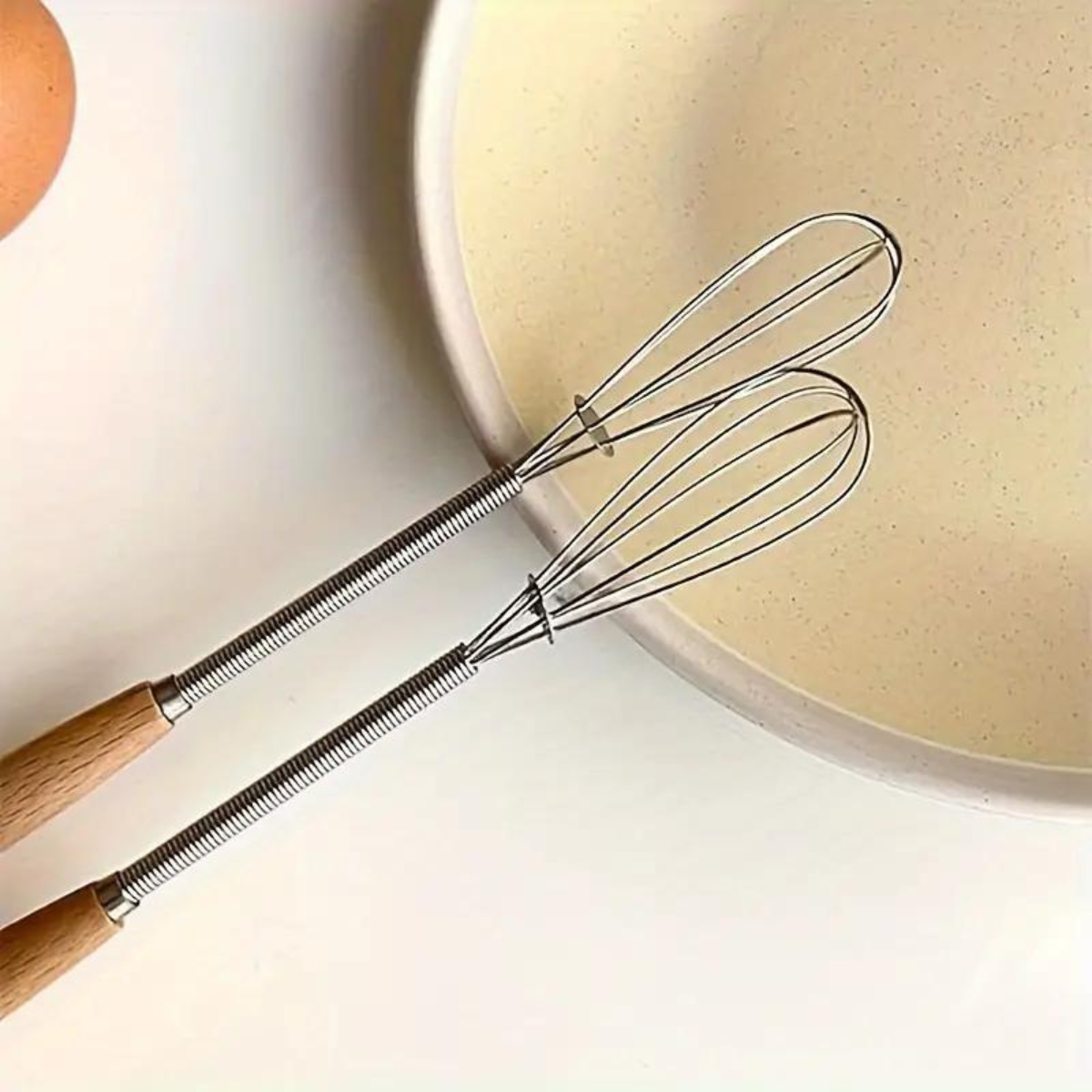 Mini Stainless-Steel Whisk with Wooden Handle for making skincare at home